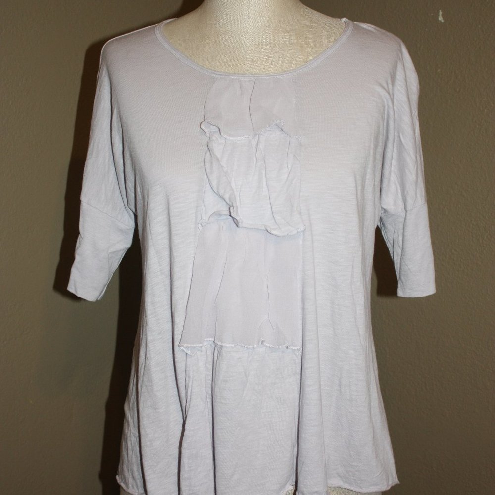 ANTHROPOLOGIE LANGUAGE LOOSE TUNIC SHORT SLEEVE TOP SHIRT LILAC PURPLE - XS 0 2